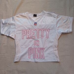 KC Chiefs  "Pretty in Pink" Cropped Custom Football Jersey Women's Size Medium